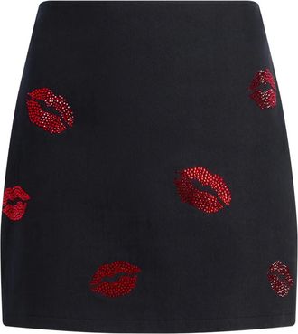 Cinq &agrave; Sept Minigonna denim con decorazione - Nero