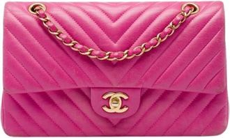 Chanel Pre-owned Classic Flap Shoulder Bag - Dames - Pre-owned - Roze - Maat: ONE Size Leer