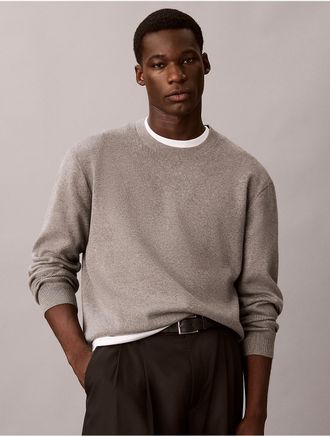 Calvin Klein Mens Tech Knit Relaxed Sweater - Grey - 2XL