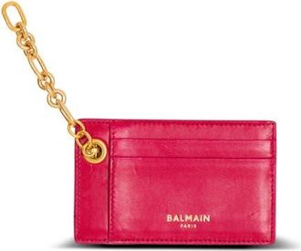 Balmain Pulse lambskin leather card holder in Pink at Nordstrom
