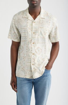 Pendleton Geo Print Linen Blend Camp Shirt in Laurel Grove Ecru at Nordstrom, Size Xx-Large
