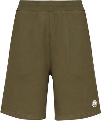 Moncler Casual Shorts, male, Green, XL, Black Cotton Drawstring Shorts with Zip