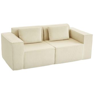 HOMCOM Sof&aacute; 3 plazas 202x90x76 cm beige