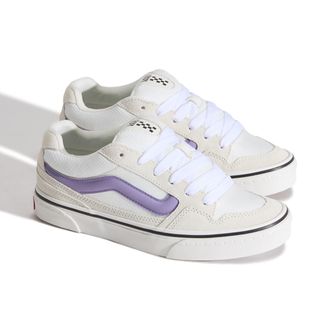 Vans Sneaker VANS Caldrone, Damen, Gr. 36,5, blanc de blanc, lila, Leder, Schuhe Sneaker