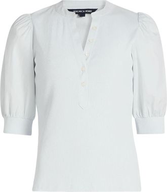 Veronica Beard Womens Coralee Puff Sleeve Top, River Mist