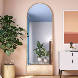 OEM Espejo De Pie - Oro - 165x60cm - Marco De Aluminio Dorado - Antideslizante