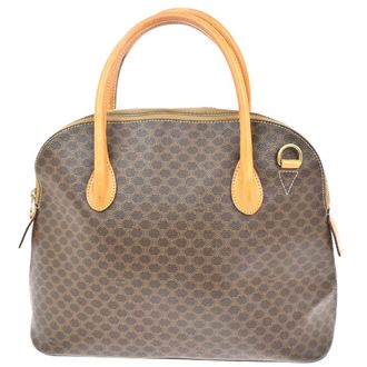 Celine Macadam Handbag Macadam With Leather Brown Pvc Handbag (Pre-Owned)