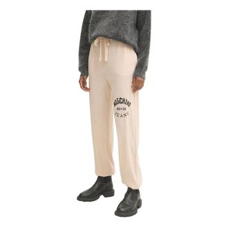 Moschino Drawstring Logo Broeken - Dames - Broeken - Beige - Maat: M Wol