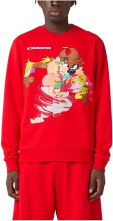 Iceberg Stijlvolle Heren Hoodies - Heren - Ronde hals truien - Rood - L - Katoen - Truien & Vesten