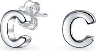 Bling Jewelry Capital ABC Minimalist Stud Earrings - Multiple Letters Available in Silver-C at Nordstrom Rack