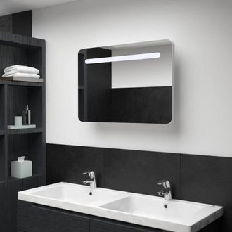Berkfield Home LED Bathroom Mirror Cabinet 80x9.5x55 cm in White