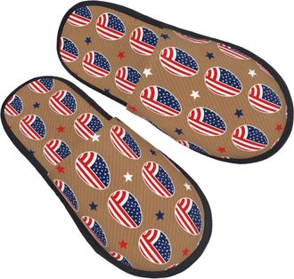 Generic Breathable Mens Slipper Easter Eggs American Flag House Slipper Soft Womens Slippers for Family Travel Hotels M