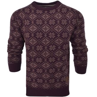 SOULSTAR Mens Knitted Crew Neck Jumper Burgundy S