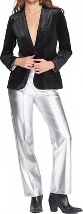Vilagallo Plata Stretch High-Rise Pant In Metallic Silver