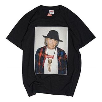 SUPREME SS15 Neil Young Character Printing Short Sleeve Unisex Black SUP-SS15-651