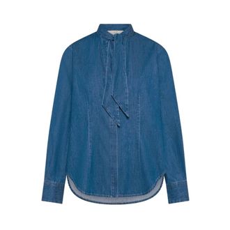 Seventy Camicia in denim leggero lavaggio medio con fusciacca - - Blouses & Shirts - Donna - Blu - XS