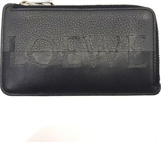 Loewe Black Gray Leather Coin Purse/Coin Case (Pre-Owned)