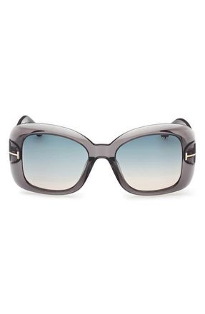 Tom Ford 52mm Gradient Square Sunglasses in Shiny Grey/Turquoise Sand at Nordstrom