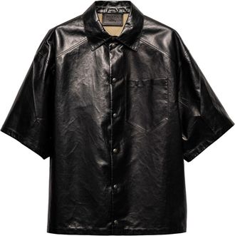 Prada leather shirt - men - Lambskin - 50 - Black