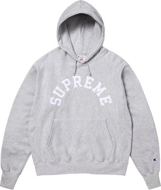 SUPREME Champion Hooded Sweatshirt Heather Grey SS25SW57-HEATHER-GREY