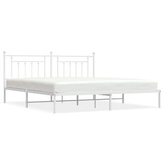 Berkfield Home Metal Bed Frame with Headboard White 200x200 cm