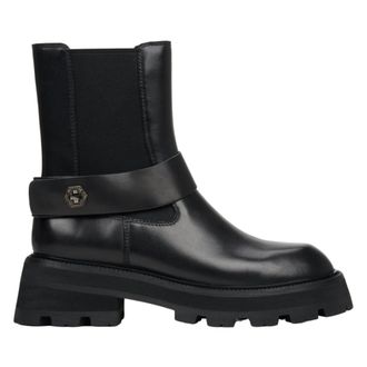 Estro & Luminara Black Leather Ankle Boots with Decorative Strap - female - Estro - Chelsea Boots - Black - 3 UK - Shoes