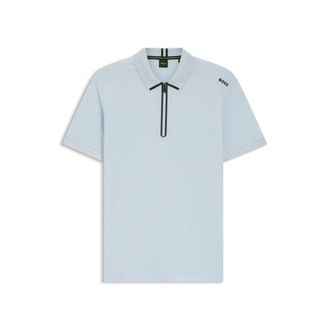 BOSS Framed-zip polo shirt in waffle jacquard