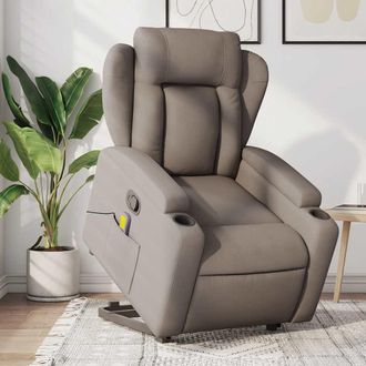 vidaXL Vidaxl - Sill&oacute;n Reclinable De Masaje Elevable Tela Gris Taup&eacute;