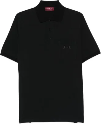 Gucci Polo Shirts, male, Black, Size: XL Cotton Polo Shirt