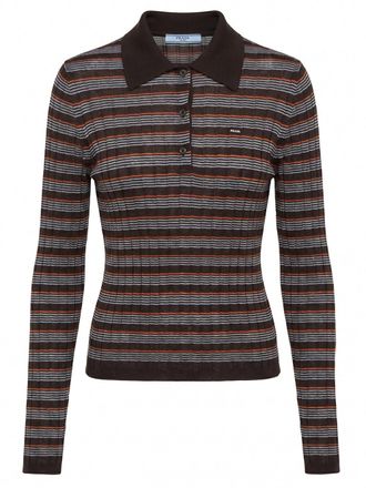 Prada Striped Polo-Neck Sweater