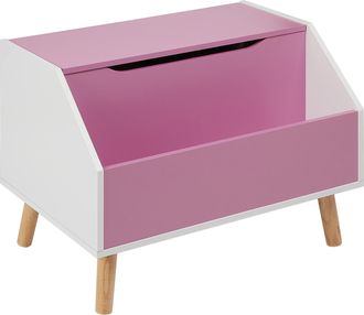 Beliani Beliani - Armario Caja Mdf Madera De Caucho Patas Con Tapas Ba&uacute;l Infantil Con Estante Rosa Casper