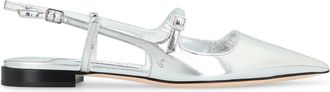 Jimmy Choo London Womens Didi Leather Slingback Pumps Silver Ballerina Shoes