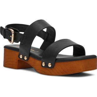 Anne Klein Fern Slingback Platform Sandal in Black at Nordstrom, Size 6.5