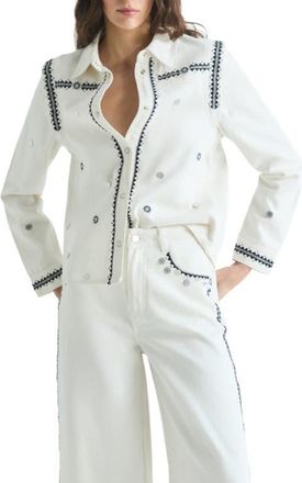 Scalpers Denim Print Shirt in Ecru at Nordstrom, Size X-Large L Eu
