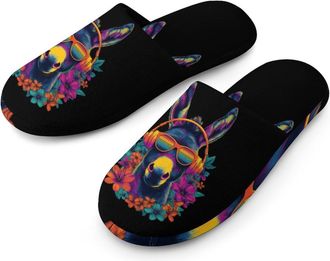 Generic Donkey Rainbow Sunglasses Flower Mens House Slippers Slip Indoor Slipper On Shoes Warm Outdoor