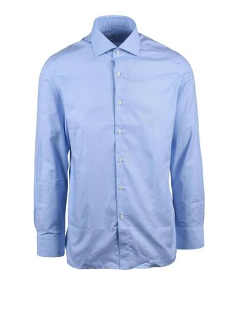 Sonrisa Sky Blue White Cotton Men Shirt