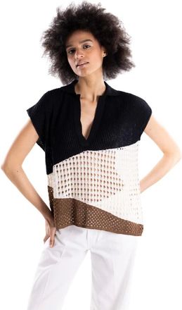 Akep Truien & Vesten, Dames, Zwart, L, Katoen, V-neck Truien