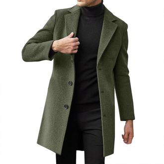 Generic Mens Trench Coat Mid Length - Mens Jackets Smart Casual Long, Padded Trench Coat Business Long Single Breasted Classic Stylish Business Overcoat Windb