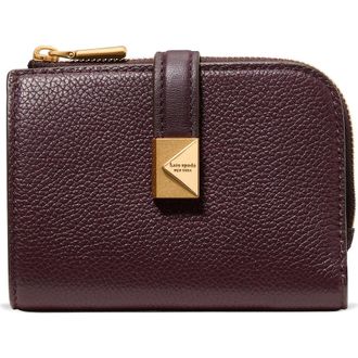 Kate Spade New York deco pebbled leather bifold wallet in Blackberry Jam at Nordstrom