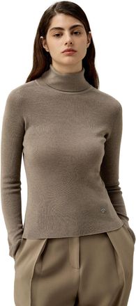 LilySilk Basic Silk Knit Sweater for Women Versatile Silk Cashmere Base-Layer with Slim Fit Lapel Collar Fall Winter(Brown,M)