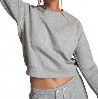 perfectwhitetee Lucia Raglan Crew Sweatshirt In Heather Grey
