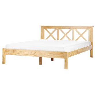 Beliani Beliani - Cama Con Somier De Listones Moderno Cabecero De Madera Clara 160 X 200 Cm Tannay