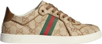 Gucci Schoenen, Dames, Beige, 37 EU, Leer, Stretch Low-Top Sneaker