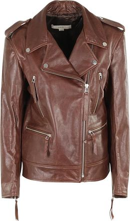 Remain Klassiek leren bikerjack - Dames - Leren en Su&egrave;de Jassen - Bruin - S - Leer - Jassen