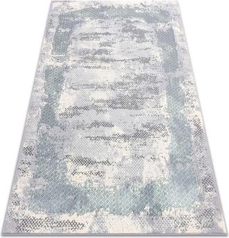RugsX Rugsx - Alfombra Core A004 Marco, Sombreado - Estructural, Dos Niveles De Vell&oacute;n, Marfil / Gris / Azul Grey 80x150 Cm