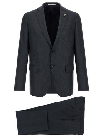 Pal Zileri Gray Polyester Two-Piece Mens Suit