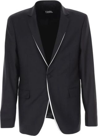 Karl Lagerfeld Glare Single Breasted Double Plate Tuxedo Jacket - Heren - Blazers - Zwart - L - Jassen