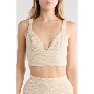 L'agence Castalia Cotton Blend Crop Top in White/ivory/gold at Nordstrom Rack, Size Xx-Large