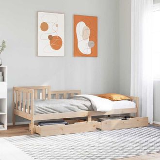 vidaXL Dormeuse con Cassetti 80x200 cm in Legno Massello di Pino - Vidaxl