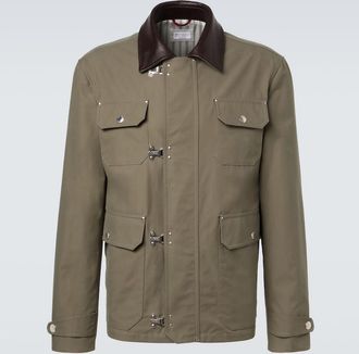 Brunello Cucinelli Giacca in misto cotone con pelle